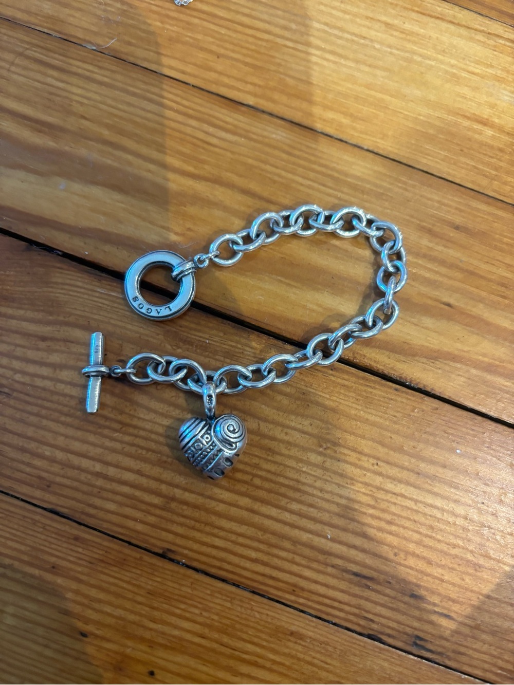 LAGOS Silver Toggle Heart Charm Bracelet